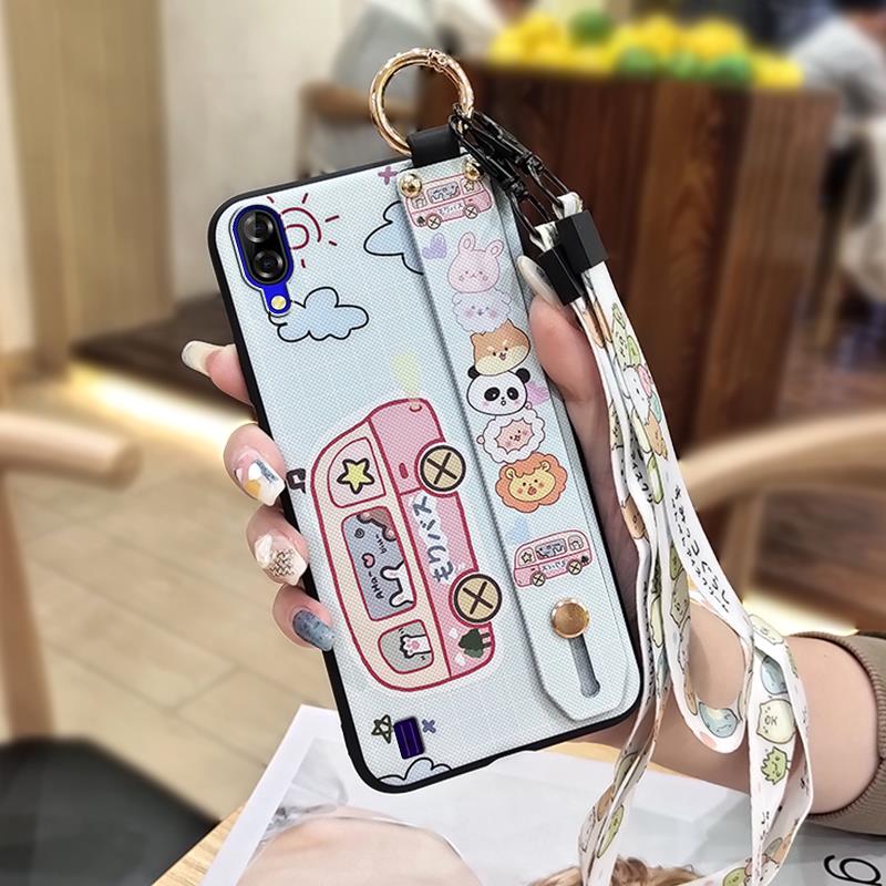 Shockproof Wrist Strap Phone Case For Blackview A60 Soft case Back Cover Waterproof Kickstand Ring Silicone Lanyard Cute