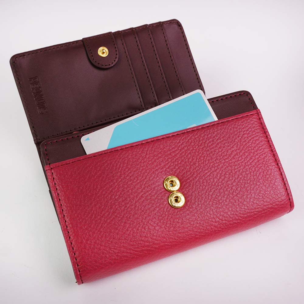 Character Green [Snoopy] Women's Wallet, Bi-fold, Goods, Embossed, Flap,