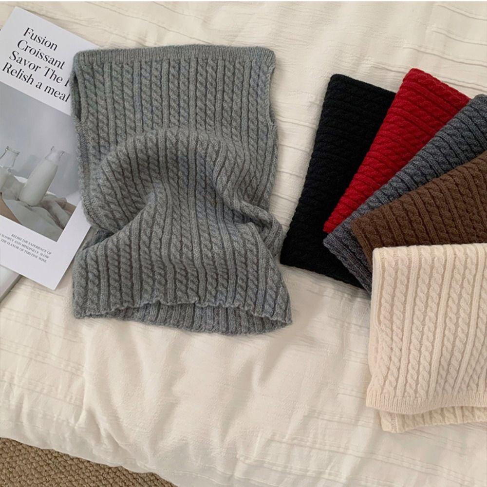 Korean Style Knitted Scarf Solid Color Pullover Wool Bib Simple Turtleneck Fake Collar Women