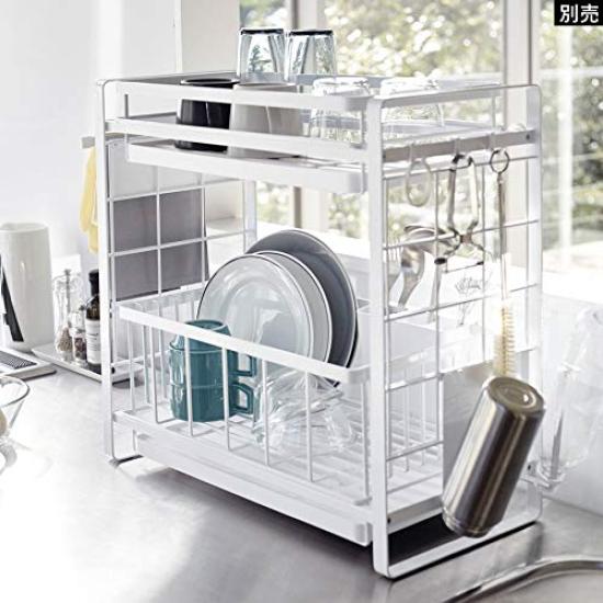 Yamazaki Jitsugyo 4374 Über Spüle Teleskopisches Systemregal Teleskopstange Weißer Turm Frei Kombinierbares Lagerregal Aufbewahrungswerkzeug Einfache Installation