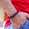 2pcs Double Layer Black Beads Anchor Bracelet Men Hand Rope Braided Lucky Red Rope Women Personalized Student Couple Bracelet