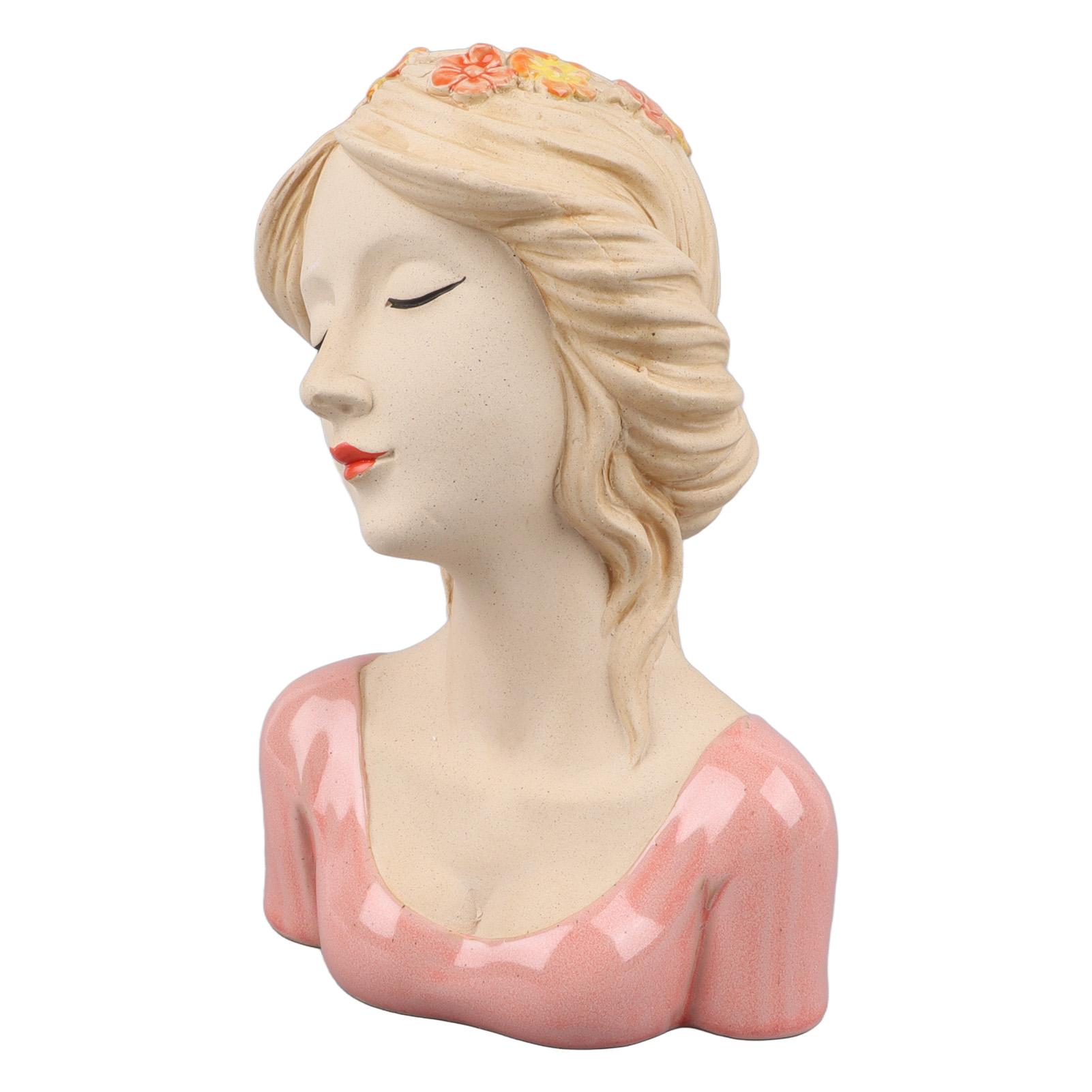 

Современные керамические вазы для лица Декоративные в современном стиле Скромная девушка Ваза для головы женщины с цветами для унисекс Любитель растений Розовый розовый