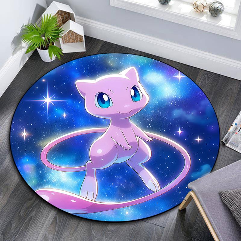 Mew,Round Area Rug,Carpet Rug for Living Room Bedroom Sofa Playroom Decor,Non-slip Floor Mat