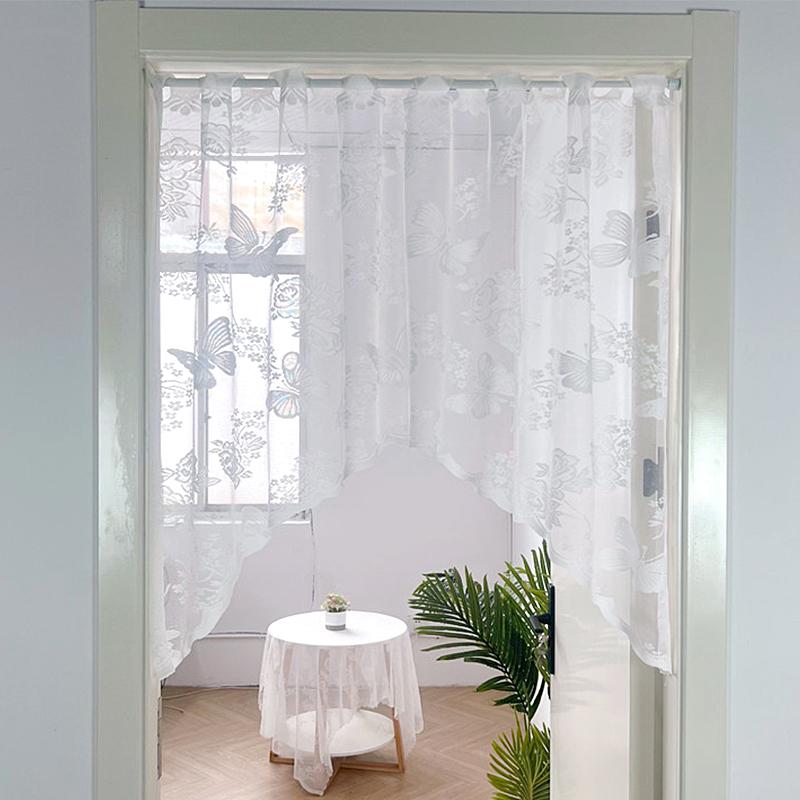 White Lace Short Curtain Aesthetic Lace Curtain French Balcony Half-curtain Living Room Screen Window Curtains Home Supplies