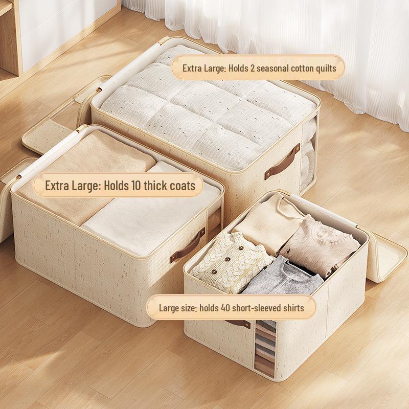 Tianshan Linen Double Window Zip Quilt Storage Box, Large