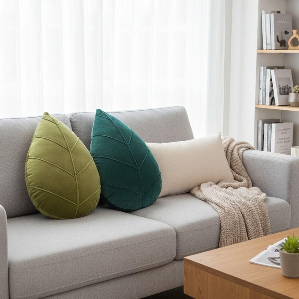 Soft Throw Pillow PP Cotton Filling Sofa Cushion Minimalist Leaf Shaped Pillow  Bed Room