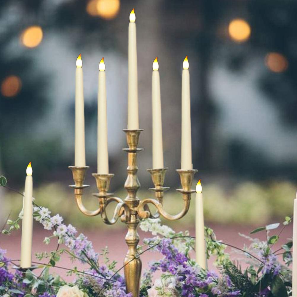 6Pcs LED Flameless Flickering Warm Light Taper Candles with 2 Remote Control for Xmas Thanksgiving Home Wedding