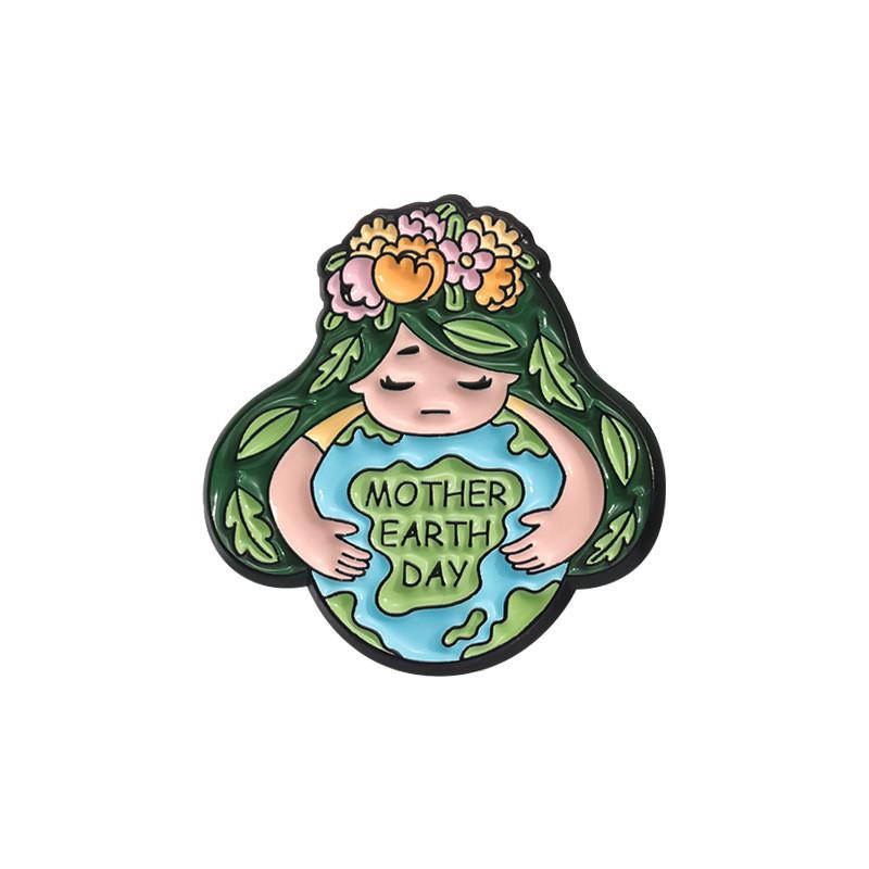 Creative Cartoon Earth Plant Series Brooch Eco-friendly Alloy Badge Accessory