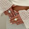 Y2K Punk Pearl Wide Open Ring for Women Men Metal Simple Geometric Exaggeration Finger Accessories Party Gift Fashion Jewelry