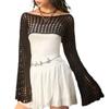 Soft Round Neck Shrug Pullover Y2K Knit Hollow Out Crop Top Women Crochet Crop Top  Shopping