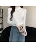 Women's Double-Sided Brushed Velvet Base Layer Top - Autumn/Winter, Half-High Collar, Long Sleeves, Warm, Slim-Fit, Versatile
