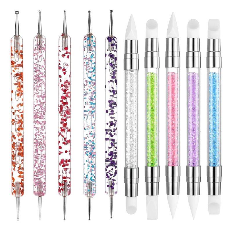 

2025 Trend Nail Art 10Pcs Tool Set For Dotting And Sculpting- Double-Ended For Design, Gold Leaf, Carving, Painting& 3D Effects