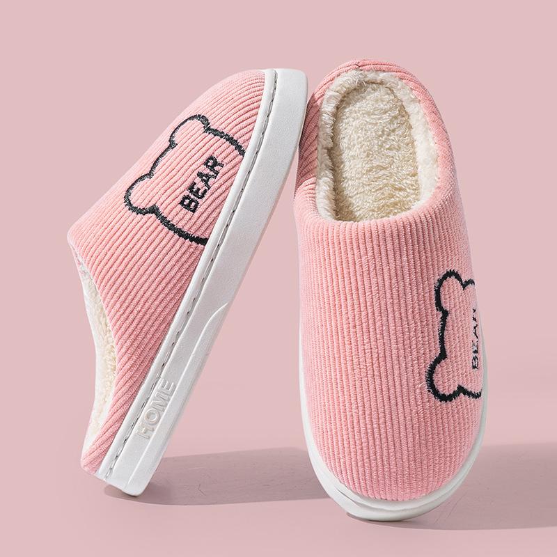 Baumwollpantoffeln mit dicker Sohle Herbst und Winter Zuhause drinnen Wohnheim Hotel Plüsch warm Bodenstützung Paarschuhe