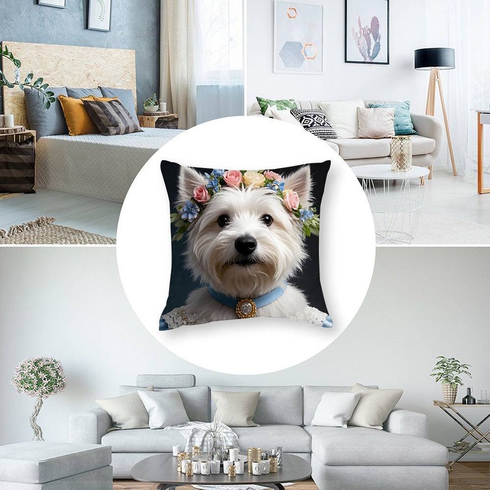 West Highland White Terrier Pillow Case  Plush Fabric Soft  Pillowcase Double Sided Print Cushion Cover Household Gifts