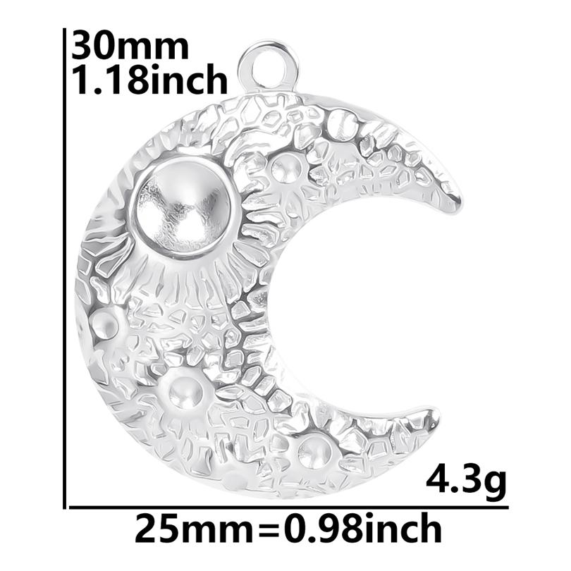 Fashion Moon Charm Pendant Metal 304 Stainless Steel Charms For Jewelry Making Supplies Wicca Components DIY Earrings Bracelets