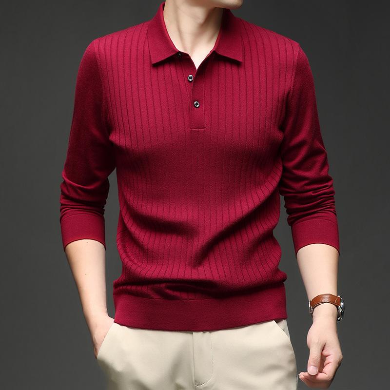 Men s Autumn Lapel Collar Long Sleeve Business Casual Top M