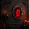 Event Room Halloween Mirror Decoration with Lighted Center, Detailed Frame, and Hanging Display for Shelf Styling Indoors