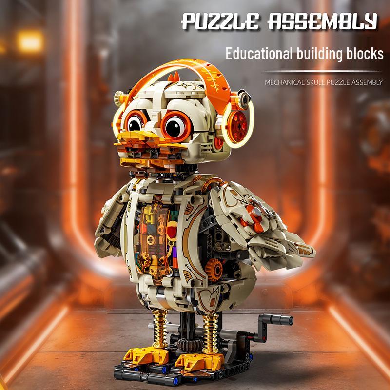 LEGO-Compatible Mechanical Duck Cartoon Model - Children's Assembly Toy Gift