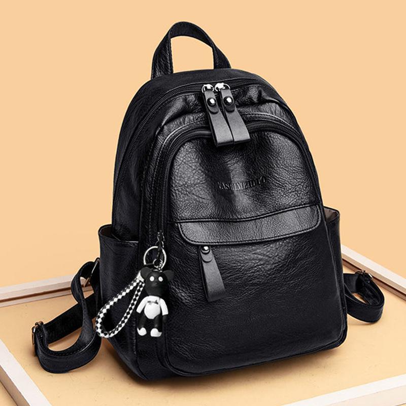 Women's Versatile PU Leather Large Capacity Backpack Handbag
