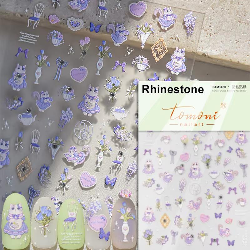 Lovely Strawberry Rabbit Cartoon 5D Embossed Reliefs Self Adhesive Nail Art Decorations Stickers 3D Manicure Decals