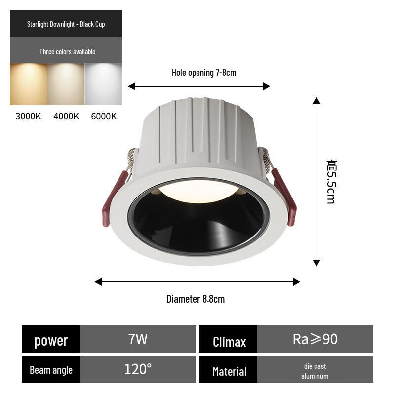 

NuFeng 7W Black Trim Tri-Color Recessed LED Downlight (2-Pack)