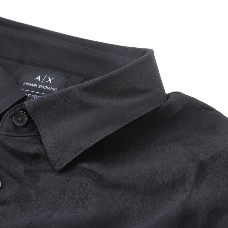 Armani Exchange Sustainable Series Solid Color Single-Breasted Casual Loose Long Sleeve Shirt Men shirts Black 6RZC10-ZNRNZ-1200