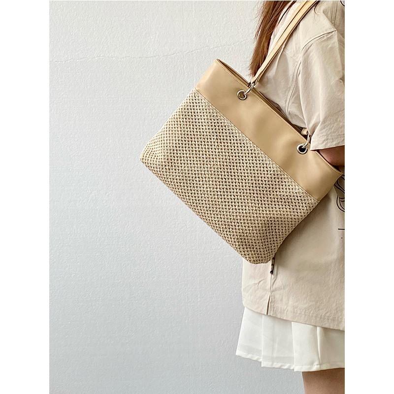 IELGY Ladies Tote Bag Seasonal Woven Gentle Style Large Capacity Casual Portable