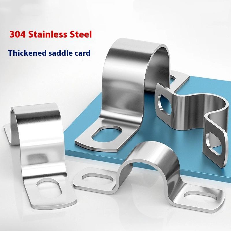 Thickened U-Tube Strap Saddle Clamp Stainless Steel Horseback Wire Throat Hoopcable Fastener Clips Applicable To Pipe Od 8-200Mm