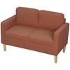 2-Seater Sofa with Storage and Solid Wooden Legs, for Living Room, Bedroom, 117 x 63 x 79 cm, Orange