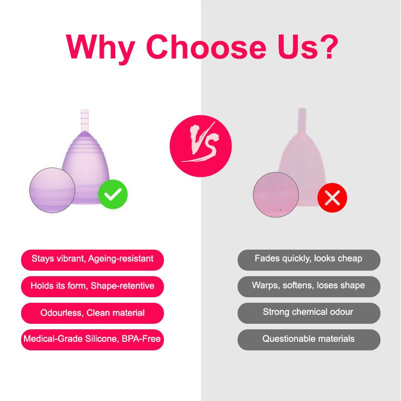 Medical Silicone Menstrual Cup – Leak-Free, Reusable Period Cup for Women, Up to 12 Hours Protection, Soft & Comfortable XS/S/L 4 Colors