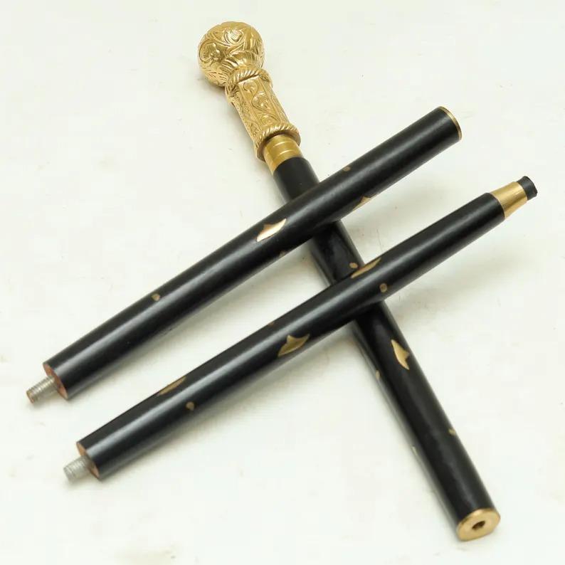 

Walking Stick | Handmade Vintage Cane with Inlay Design | Custom Engraving | Gift for Dad, Retirement, Men’s Accessory чёрный