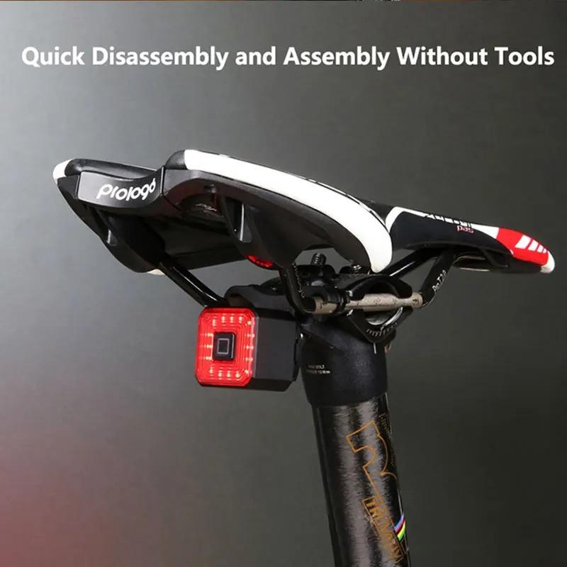 Smart Bicycle Brake Light Usb Rechargeable Auto Stop Led Tail Lamp Ipx6 Waterproof Rear Cycling Safety Warning Light