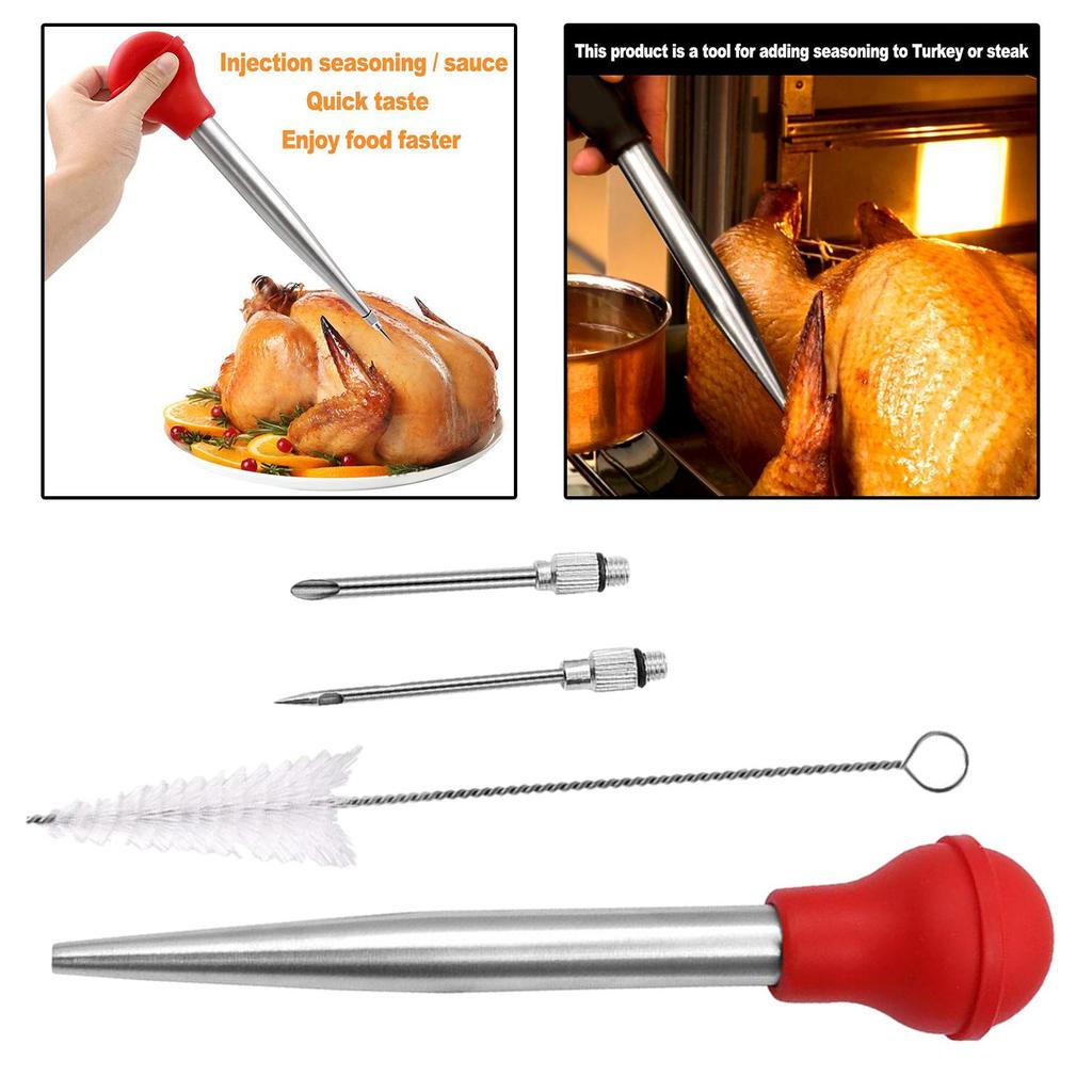Stainless Steel Turkey Seasoning Tool Manual Pump for Red
