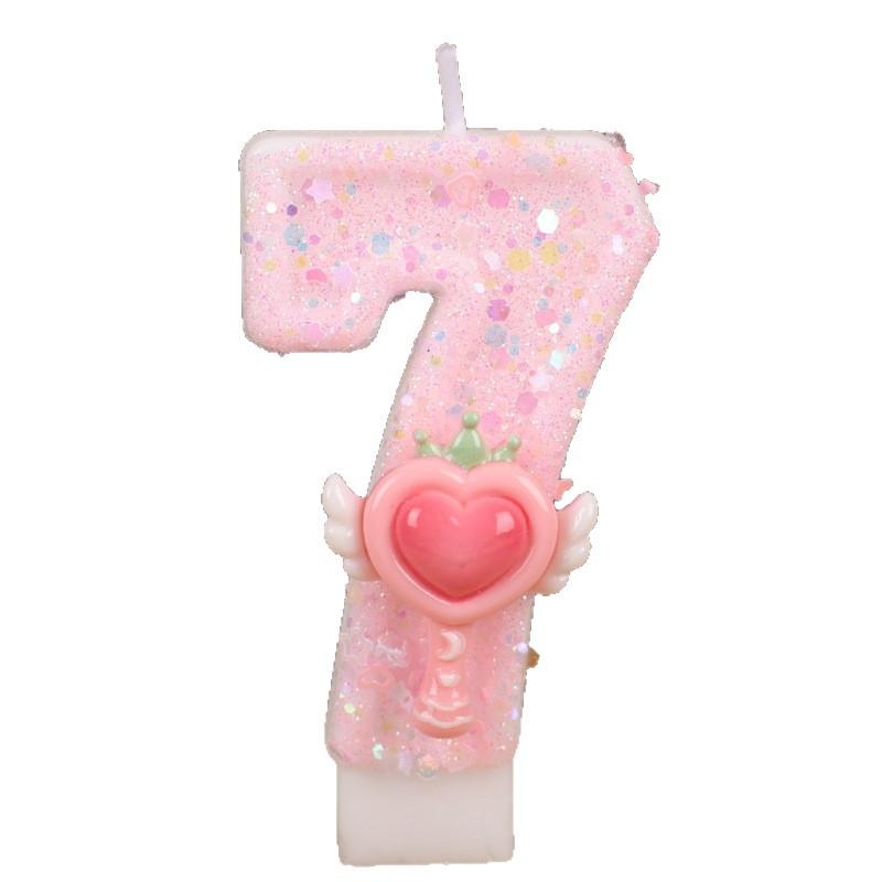 New Pink Magic Wand Number Candle Birthday Cake Party Decoration Handmade Number Candle 0-9