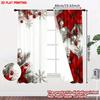 Set Of 2 Flat Printing Christmas Hot Curtains Red Flowers Snowflakes Digital Printed Polyester Drapes Party Decorations Curtain