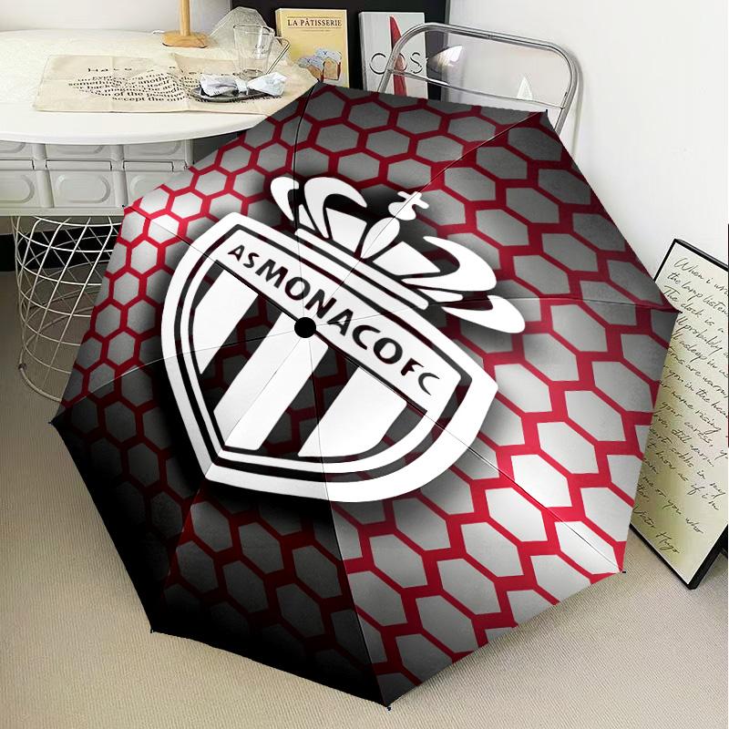 1PC Monaco Football club Printed Umbrella Folding umbrella, automatic umbrella 8-Frame for Travel, camping Fan gifts Christmas Gifts