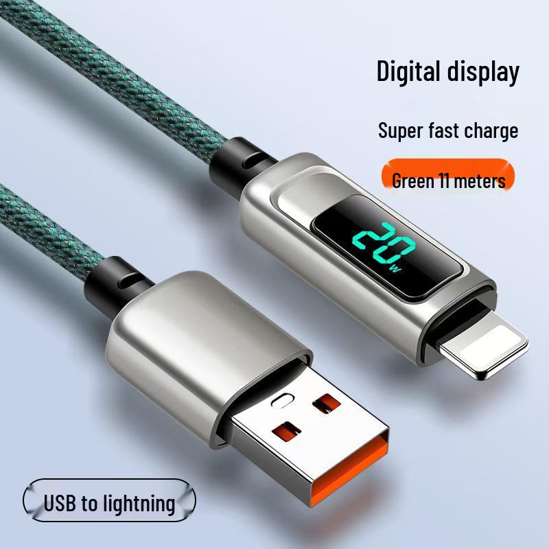 2025 Nylon Braided Fast Charging Type-C Cable with Digital Display, Zinc Alloy, 100W, Compatible with Multiple Models