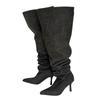 Oversized High-heeled Boots European and American Babes with Pointed Toe Stiletto Heels Over The Knee Wide Boots Heap Pile Boots