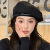 Letter Embroidered Newsboy Hat Octagonal Visors Cap Vintage Beret Painter's Hat