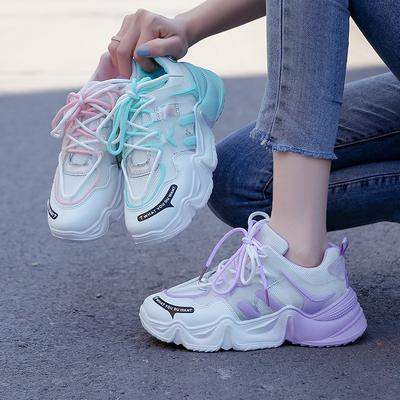 Fashion Women Multicolour Dad Shoes Fashion Breathable Mesh Sneakers Ladies Lace Up Platform Casual Sport Running Shoes Zapatos Mujer