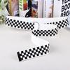 Checkerboard Couple Belt Black White Plaid Long Canvas Belt Waistband
