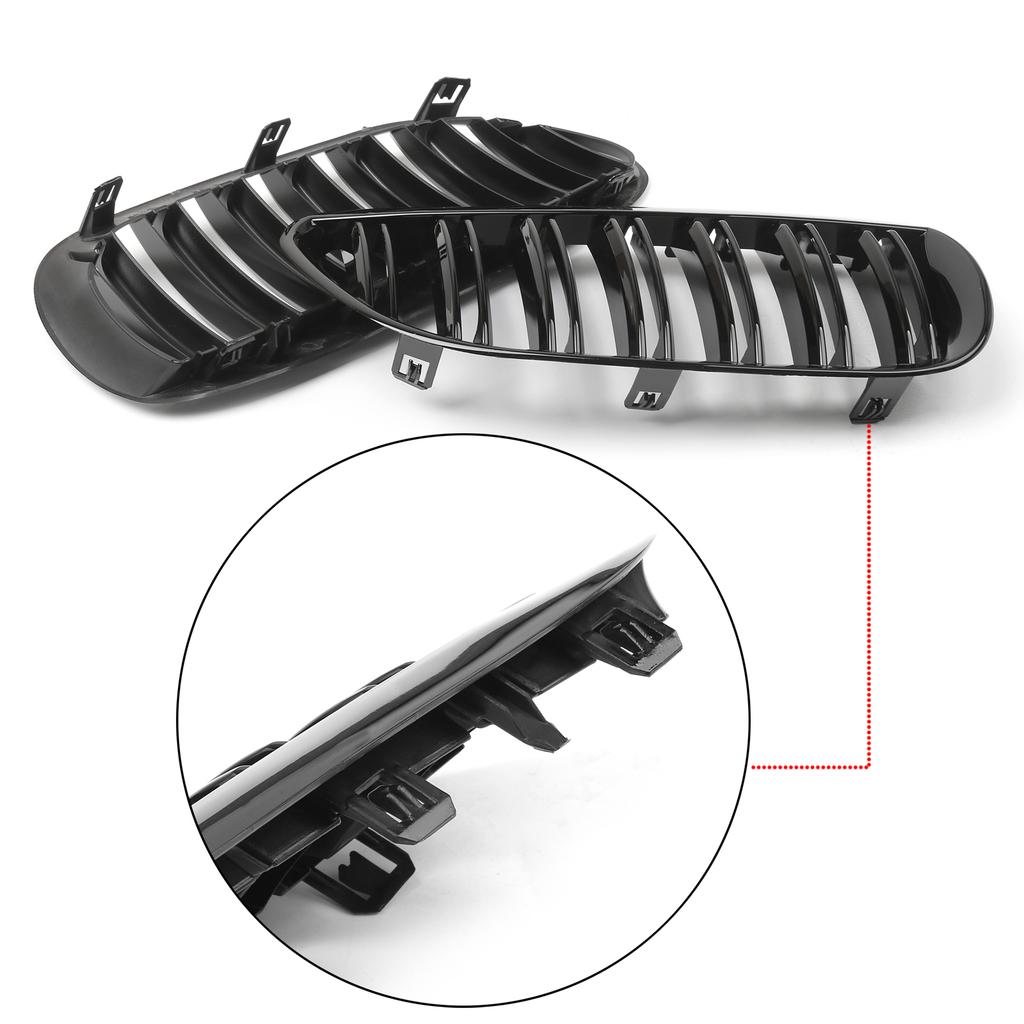Pair Front Bumper Hood Grille Grill For BMW E63 E64 M6 645Ci 650i 2004-2010