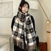 Damen Herbst Winter Süßer Schal Koreanischer Stil Karomuster Kleines Herzmuster Weihnachten Warm Vintage Warmer Schal EMA
