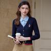 Bailuyu Women's British Style Color-Block V-Neck Knit Cardigan