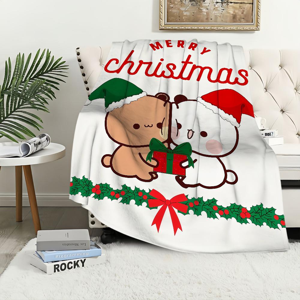 kawaii cartoon bear d-dudu b-bubu Flannel warm comfort soft plush blanket sofa living room hogar office bedroom travel gift home