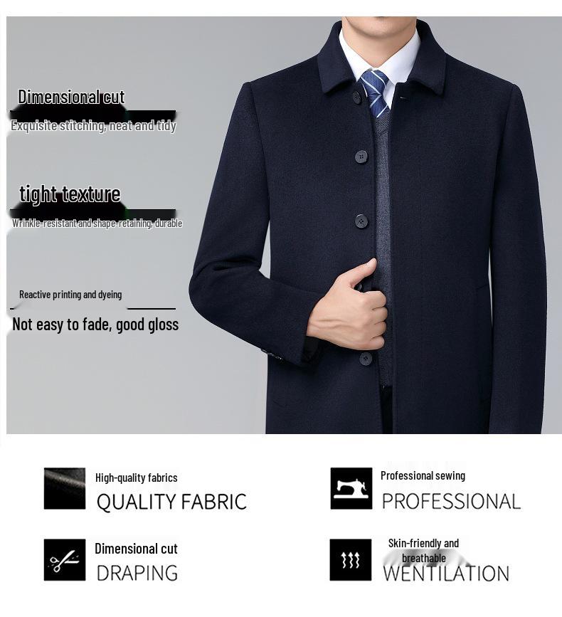 Brand Men's High-End Double-Sided Cashmere Coat - Wrinkle-Resistant Classic Business Wool Jacket