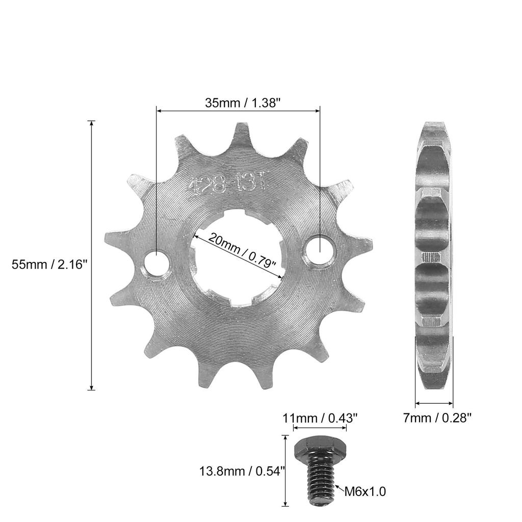 F FIERCE CYCLE Fitting Screw Metal Titanium Tone Motorcycle Sprocket Front Engine Sprocket 428 Chain 13T 20mm