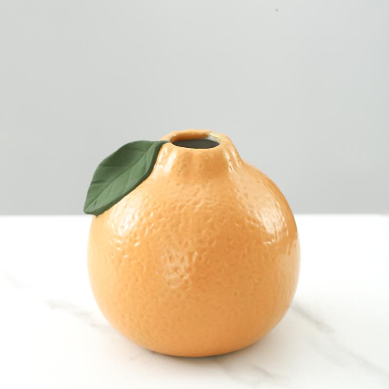 Orange Ceramic Vase Simulated Fruit Statue Pomelo Flower Arrangement Accessories Flower Vase Orange Pot Home Decoration