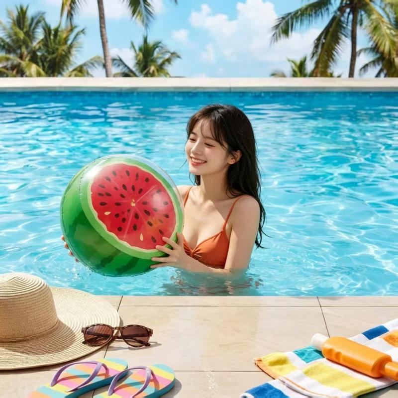 Transparent Pvc Inflatable Fruit Beach Ball Cute Water Play Toy Party Water Balloon For Pool Beach Summer Outdoor Activities