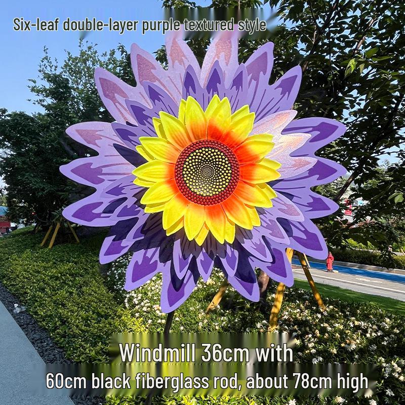 Children's Double-Layer Rotating Sunflower Pinwheel Outdoor Decoration